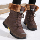 Lace-Up Snow Boots with Faux-Fur Trim and Grip Sole