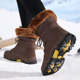 Lace-Up Snow Boots with Faux-Fur Trim and Grip Sole
