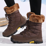 Lace-Up Snow Boots with Faux-Fur Trim and Grip Sole