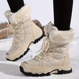 Lace-Up Snow Boots with Faux-Fur Trim and Grip Sole