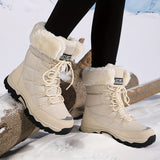 Lace-Up Snow Boots with Faux-Fur Trim and Grip Sole