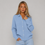 Textured Knit Cardigan with Collar and Button Front