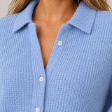 Textured Knit Cardigan with Collar and Button Front