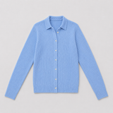 Textured Knit Cardigan with Collar and Button Front