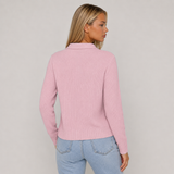 Textured Knit Cardigan with Collar and Button Front