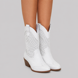 Cut-Out Cowboy Boots with Block Heel