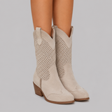 Cut-Out Cowboy Boots with Block Heel
