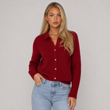 Textured Knit Cardigan with Collar and Button Front