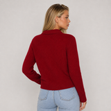 Textured Knit Cardigan with Collar and Button Front
