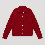 Textured Knit Cardigan with Collar and Button Front