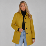 Longline Wool Overcoat with Stand Collar and Patch Pockets