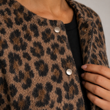 Oversized Leopard-Print Popper Jacket with Side Pockets
