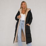 Teddy-Fleece Reversible Quilted Longline Coat
