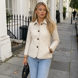 Diamond-Quilted Jacket with Button Front and Side Pockets