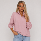 Ribbed Funnel-Neck Half-Zip Jumper