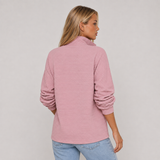 Ribbed Funnel-Neck Half-Zip Jumper