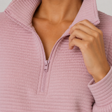 Ribbed Funnel-Neck Half-Zip Jumper