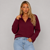 Ribbed Funnel-Neck Half-Zip Jumper