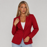Single-Breasted Tailored Blazer with Button Front