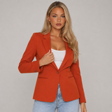 Single-Breasted Tailored Blazer with Button Front
