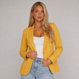 Single-Breasted Tailored Blazer with Button Front