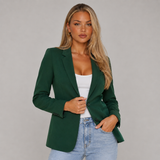 Single-Breasted Tailored Blazer with Button Front