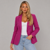 Single-Breasted Tailored Blazer with Button Front