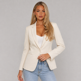 Single-Breasted Tailored Blazer with Button Front