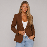 Single-Breasted Tailored Blazer with Button Front