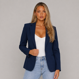 Single-Breasted Tailored Blazer with Button Front