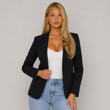 Single-Breasted Tailored Blazer with Button Front