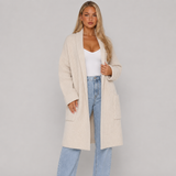 Oversized Longline Open-Front Ribbed Knit Cardigan