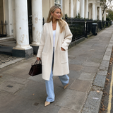 Oversized Longline Open-Front Ribbed Knit Cardigan