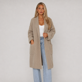 Oversized Longline Open-Front Ribbed Knit Cardigan