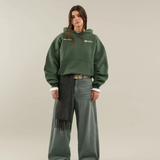 Oversized Pullover Hoodie with Kangaroo Pocket and Ribbed Hem