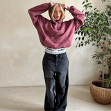 Oversized Pullover Hoodie with Kangaroo Pocket and Ribbed Hem